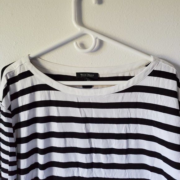 White House Black Market (Medium White with black strips long sleeve top) - Picture 3 of 9